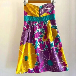 We Love Vera Anthropologie strapless floral dress size 2